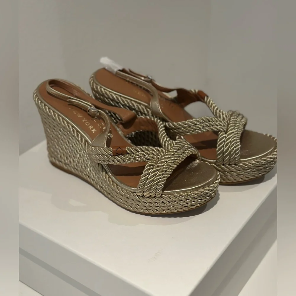 Kate Spade Metallic Gold Wedge Sandals - Picture 7 of 9